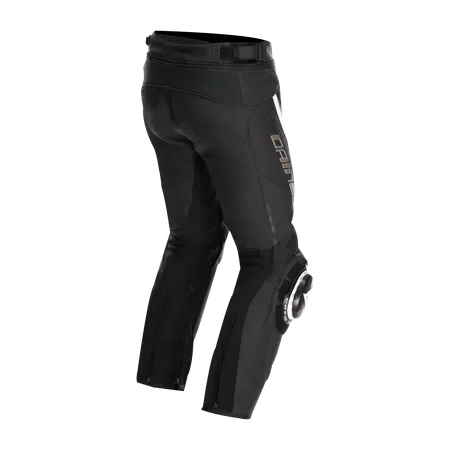 DELTA 4 - MEN LEATHER MOTORCYCLE PANTS - BLACK/TIBETAN PLATINUM/WHITE - 4