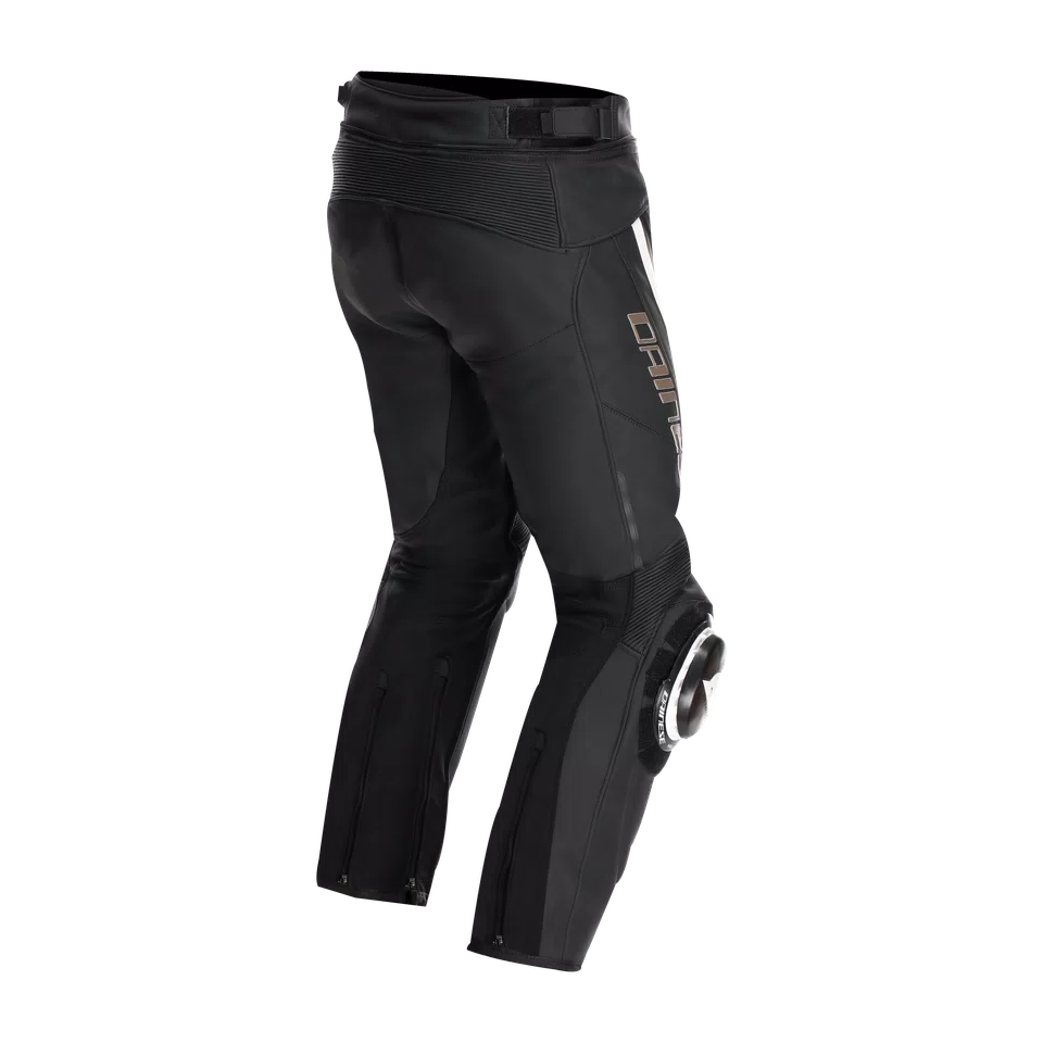 DELTA 4 LEATHER PANTS BLACK TIBETAN PLATINUM WHITE Dainese
