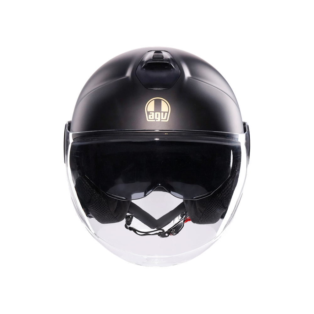 eteres-ponza-matt-black-gold-motorbike-open-face-helmet-e2206 image number 1