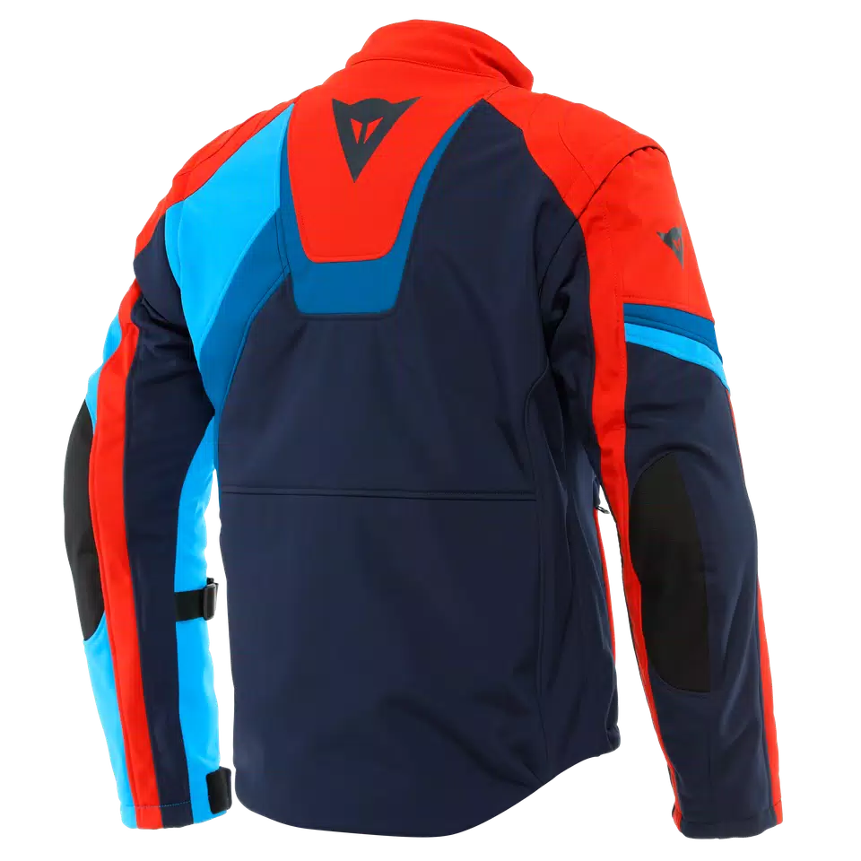RANCH TEX - MEN'S MOTORCYCLE JACKET IN FABRIC - BLACK-IRIS/LAVA-RED/LIGHT-BLUE - 2