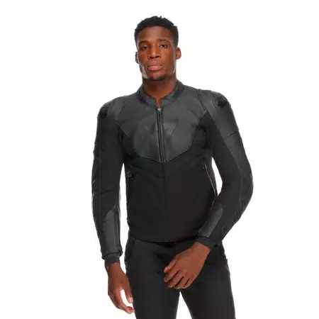 IPERATTIVA - HERREN-MOTORKRADJACKE AUS LEDER UND STOFF - BLACK/BLACK - 5