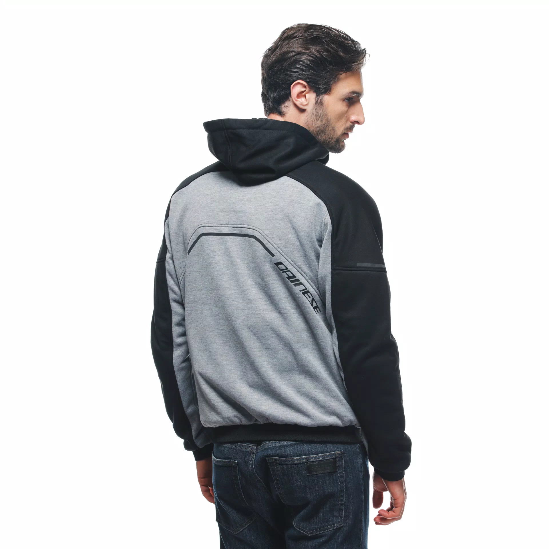 DAEMON X SAFETY HOODIE FULL ZIP MELANGE GRAY BLACK RED FLUO Dainese