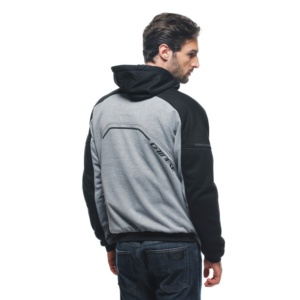 daemon-x-safety-hoodie-giacca-moto-in-tessuto-uomo-melange-gray-black-red-fluo image number 7