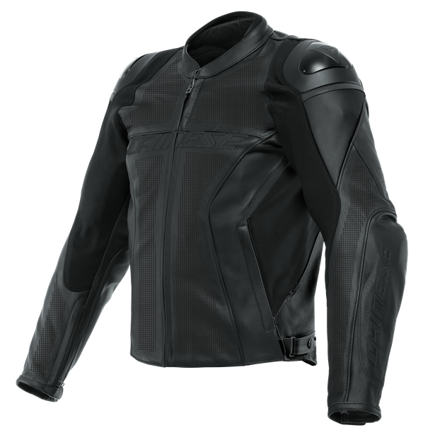 racing-4-giacca-moto-in-pelle-perforata-uomo-black-black-black image number 0