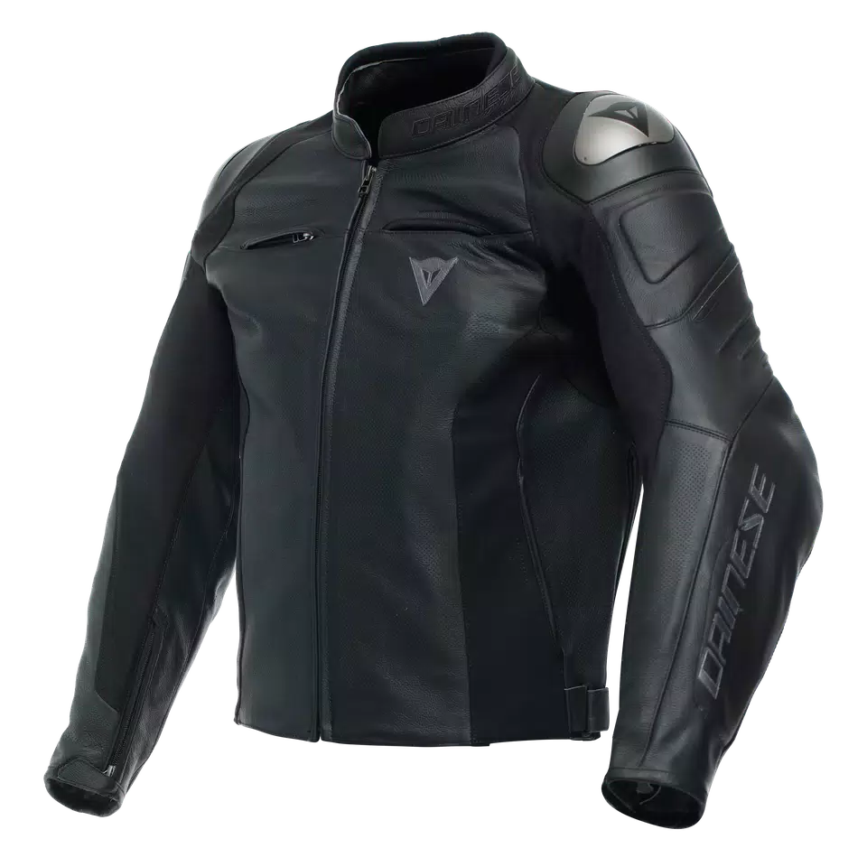ESSENTIAL RACING LEATHER PERF. JACKET - BLACK/ANTHRACITE - 1