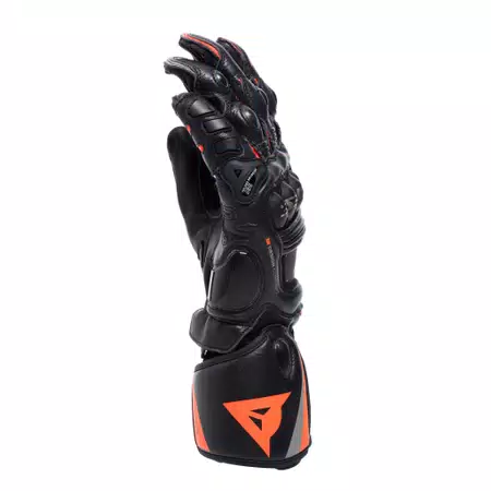 STEEL-PRO - MEN'S MOTORCYCLE LEATHER GLOVES - BLACK/FLUO-RED - 4