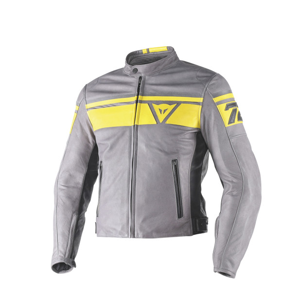 BLACKJACK LEATHER JACKET SMOKE/YELLOW/BLACK- Leather