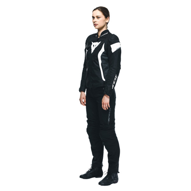 avro-5-tex-giacca-moto-in-tessuto-donna-black-white-black image number 3