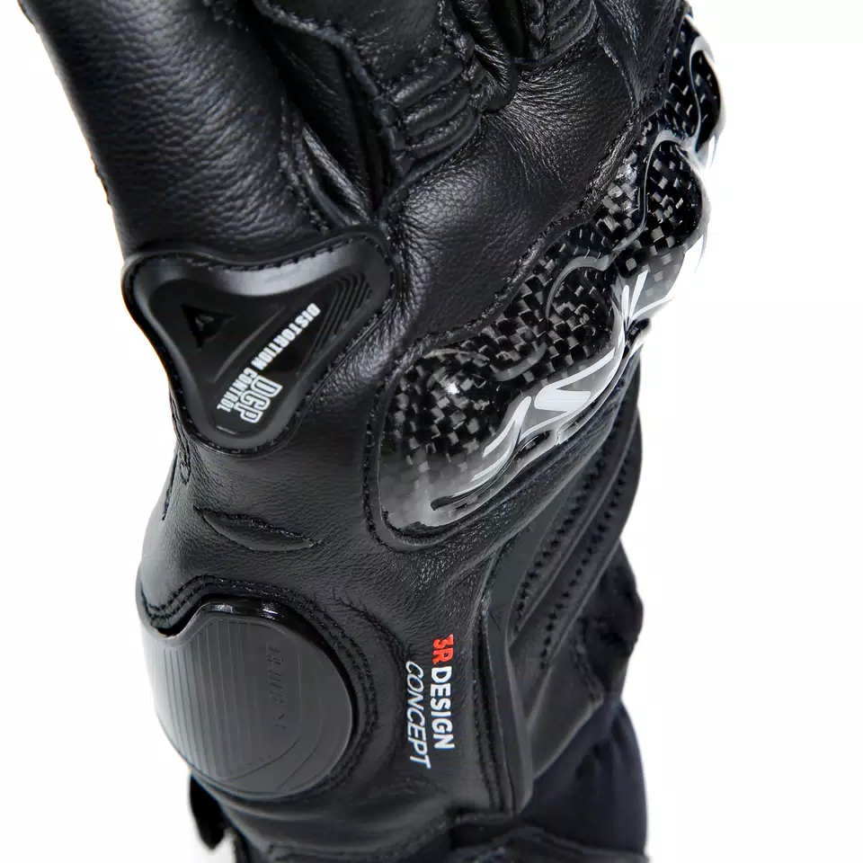 CARBON 4 - MEN'S MOTORCYCLE SHORT LEATHER GLOVES - BLACK/BLACK - 13