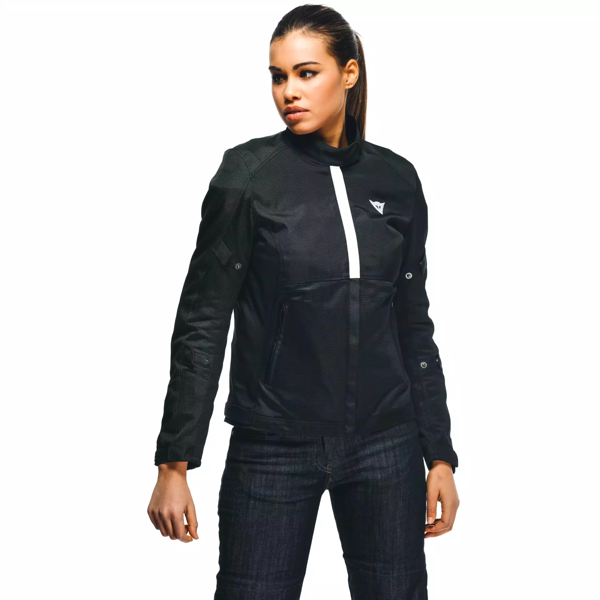 RISOLUTA AIR TEX WOMEN S MOTORCYCLE JACKET IN FABRIC BLACK WHITE Dainese