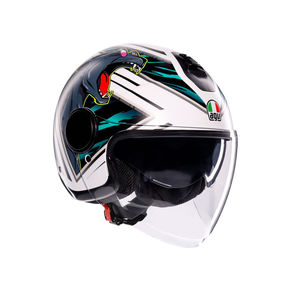 eteres-ghepard-matt-white-black-green-motorbike-open-face-helmet-e2206 image number 0