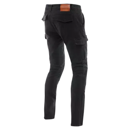 CARGO - MEN SLIM TAPERED MOTORCYCLE PANTS - BLACK - 2