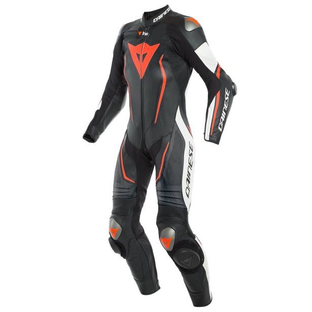 MISANO 2 LADY D-AIR® PERF. 1PC SUIT BLACK/WHITE/FLUO-RED- D-air