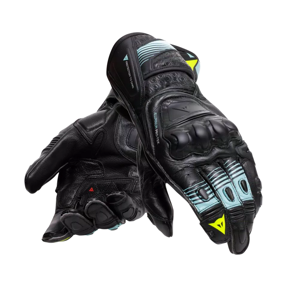 FIERO - GANTS DE MOTO RACING EN CUIR - BLACK/WATER/YELLOW FLUO - 5