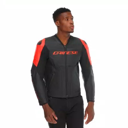 RACING 5 - HEREN GEPERFOREERDE LEREN MOTORFIETSJAS - BLACK/BLACK/RED-FLUO - 3