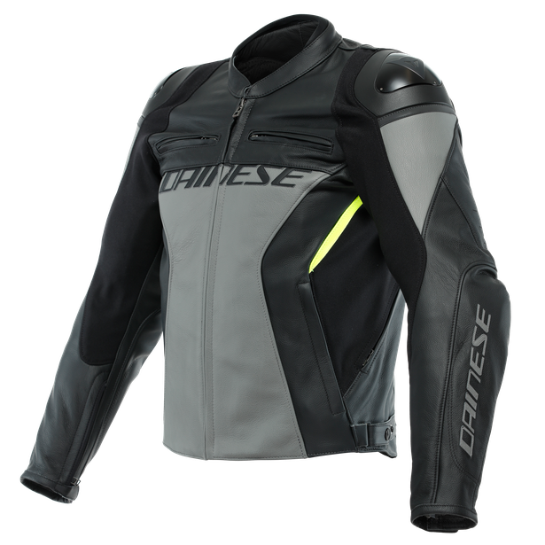racing-4-leather-jacket-charcoal-gray-black image number 0