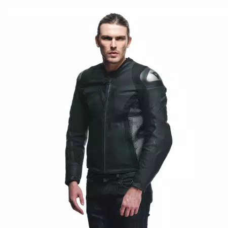 AVRO 5 - MEN'S MOTORCYCLE LEATHER JACKET - BLACK/ANTHRACITE - 5