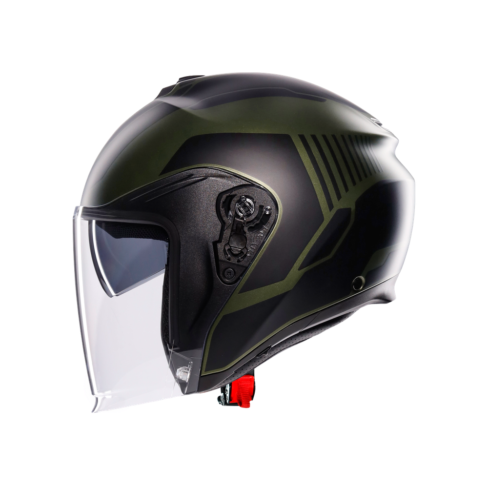 irides-sakai-matt-green-black-motorbike-open-face-helmet-e2206 image number 3