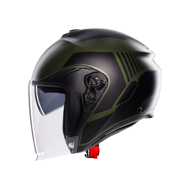 irides-sakai-matt-green-black-motorbike-open-face-helmet-e2206 image number 3