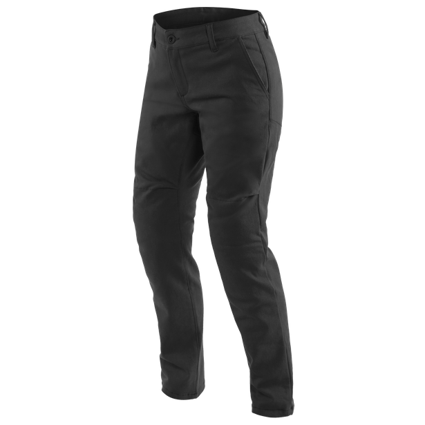chinos-pantaloni-moto-in-tessuto-donna-black image number 0