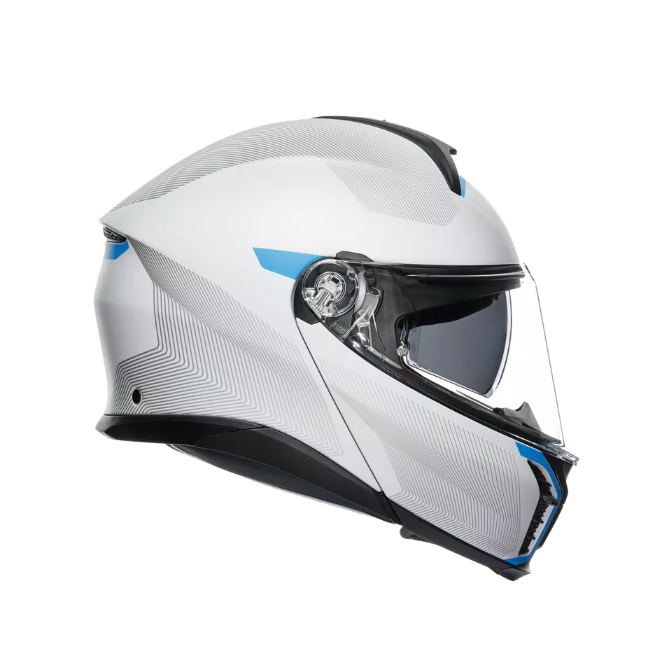 TOURMODULAR FREQUENCY LIGHT GREY/BLUE - MOTORBIKE FLIP UP HELMET E2206 -  - 3