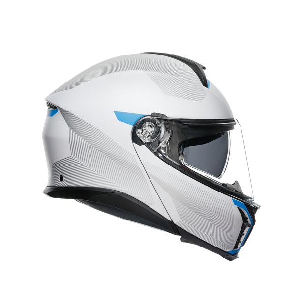tourmodular-frequency-light-grey-blue-motorbike-flip-up-helmet-e2206 image number 2