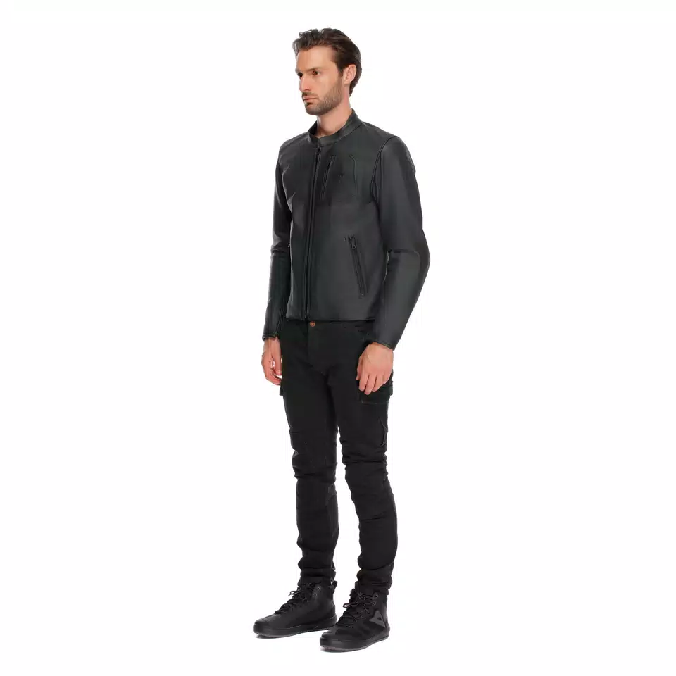 FULCRO QDF - MEN PERFORATED LEATHER MOTORCYCLE JACKET - BLACK - 4