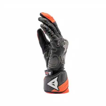 FULL METAL 7 - MEN'S MOTORCYCLE RACING LEATHER GLOVES - BLACK/RED FLUO - 4