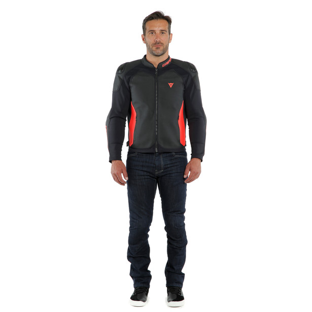 intrepida-perf-leather-jacket-black-black-matt-fluo-red image number 2