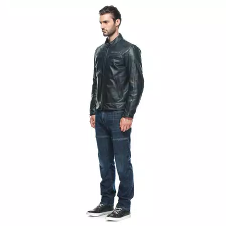 ZAURAX - MEN'S MOTORCYCLE LEATHER JACKET - BLACK - 4
