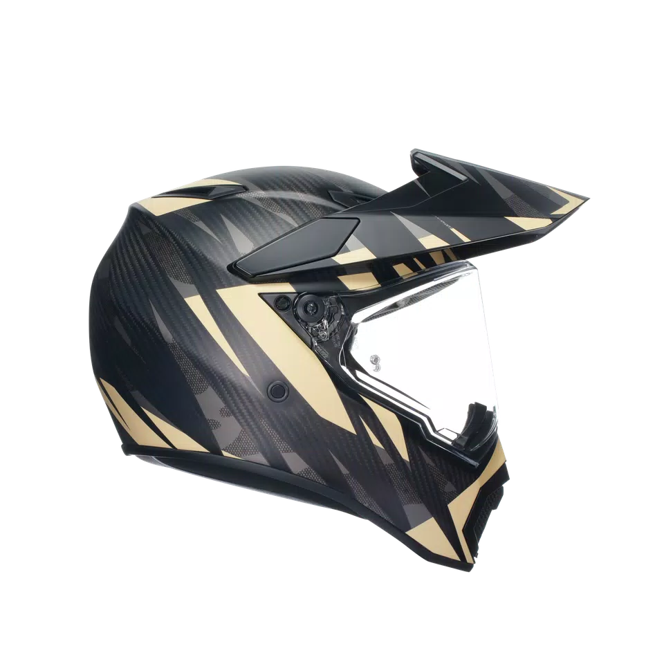 AX9 STEPPA MATT CARBON/GREY/SAND - MOTORBIKE FULL FACE HELMET E2205 -  - 3