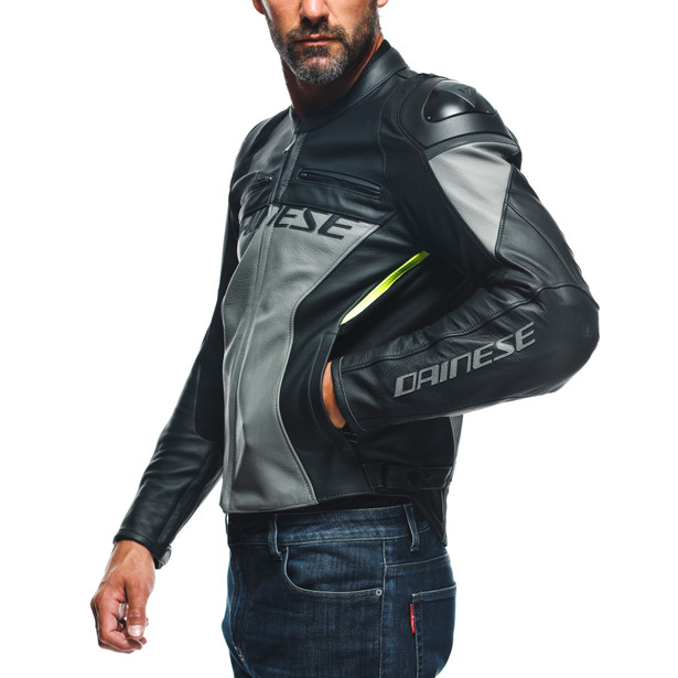 racing-4-leather-jacket-charcoal-gray-black image number 5