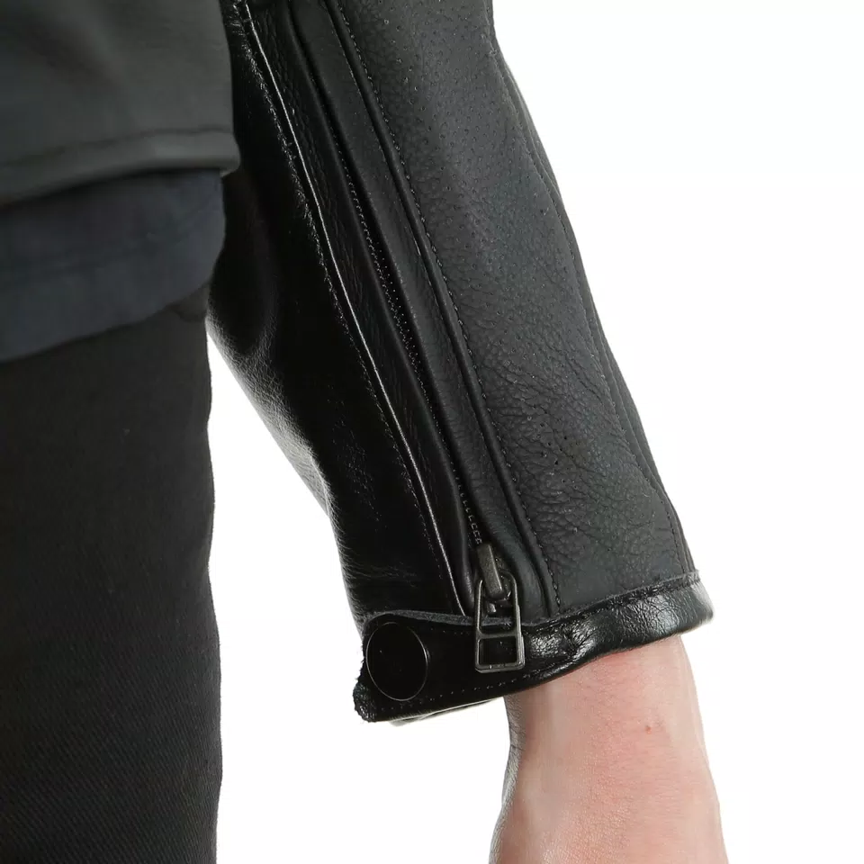 SANTA MONICA LADY LEATHER JACKET PERF. - BLACK - 8