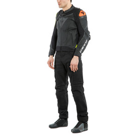 VR46 VICTORY LEATHER JACKET BLACK/FLUO-YELLOW- 