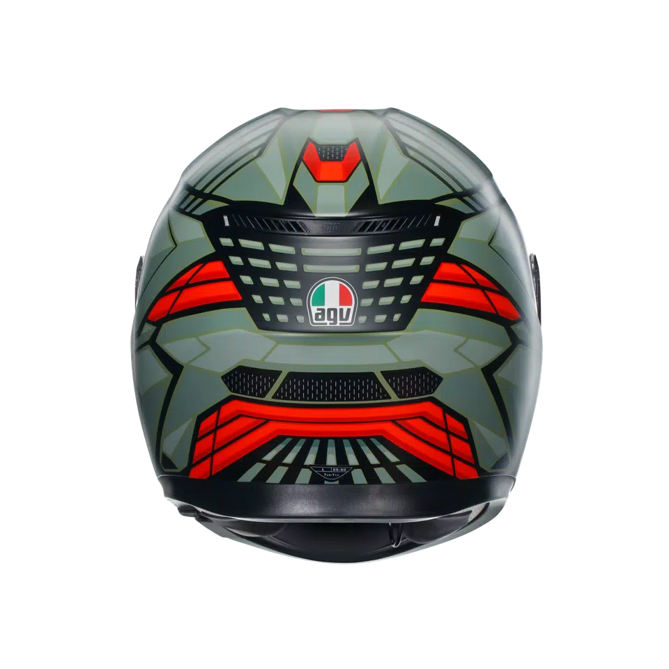 K3 DECEPT MATT BLACK/GREEN/RED - MOTORBIKE FULL FACE HELMET E2206 - 4