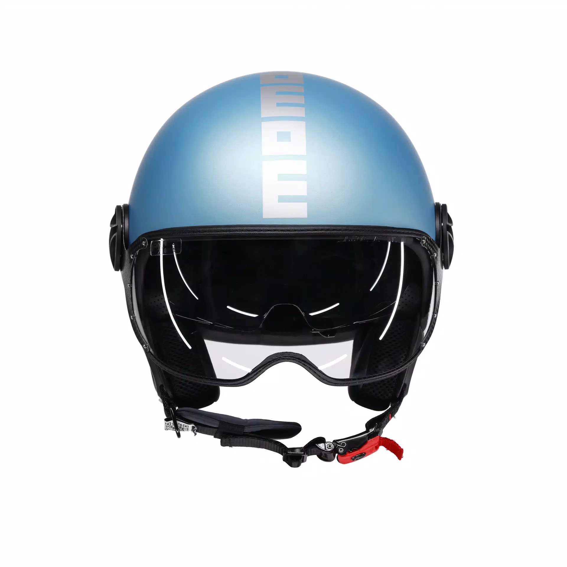 MOMODESIGN FGTR EVO - JET HELMET WITH DUAL VISOR E2206 - MONO MATT SPRING BLUE/SILVER