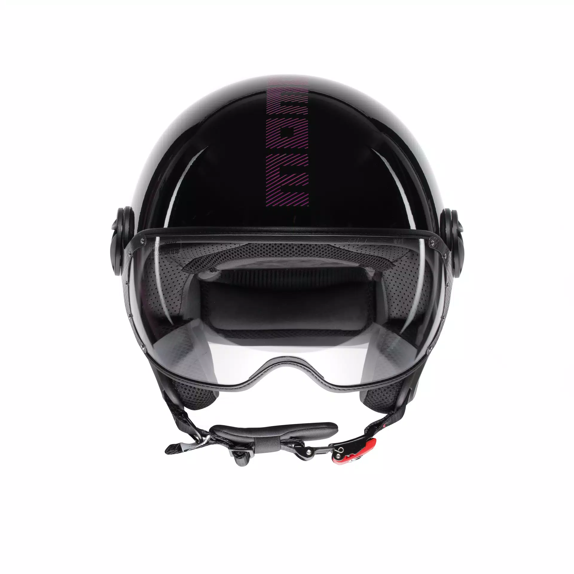 MOMODESIGN FGTR CLASSIC STRIPES BLACK / FUCSIA - JET HELMET WITH VISOR E2206