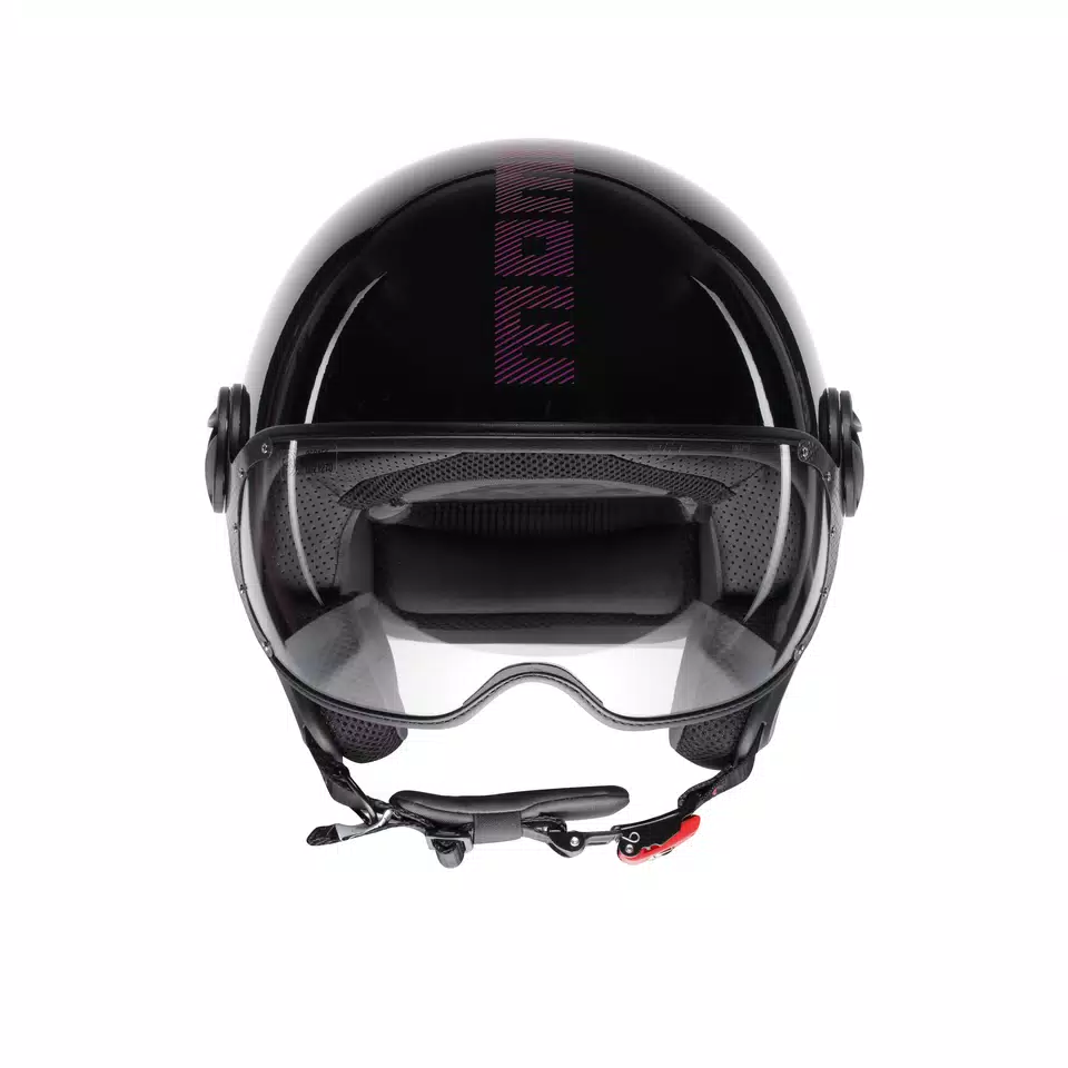 MOMODESIGN FGTR CLASSIC STRIPES BLACK / FUCSIA - JET HELMET WITH VISOR E2206 -  - 2