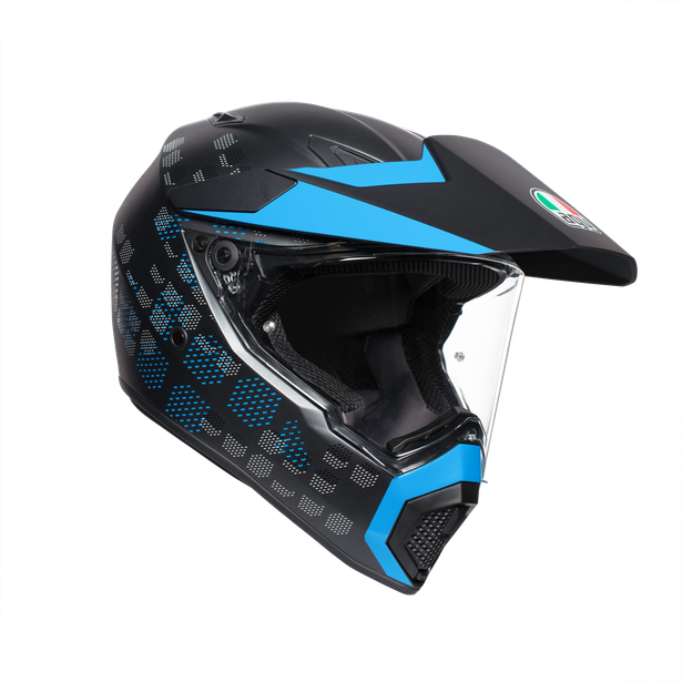 ax9-antartica-matt-black-cyan-motorbike-full-face-helmet-e2205 image number 0