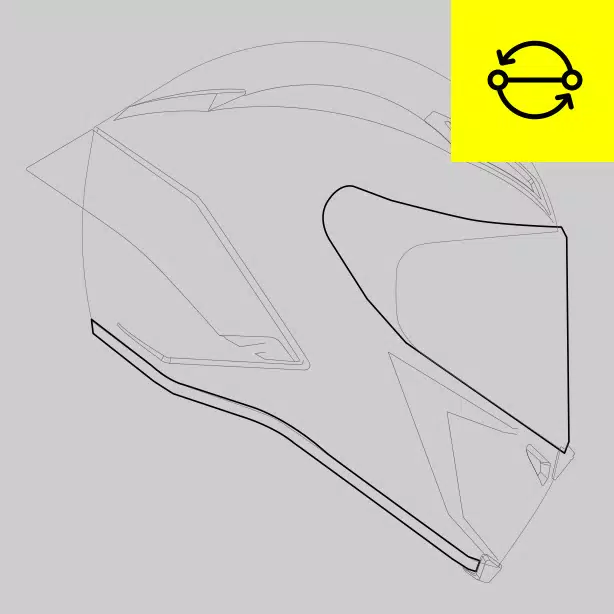 Replacement of the visor or base trim RACING helmets