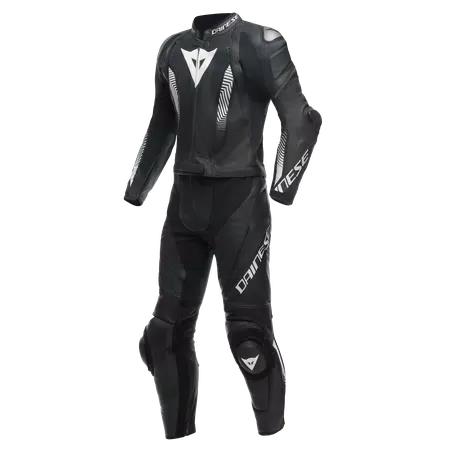 LAGUNA SECA 5 - MEN'S 2-PIECE MOTORCYCLE LEATHER SUIT (SHORT/TALL) - BLACK/BLACK/WHITE - 1