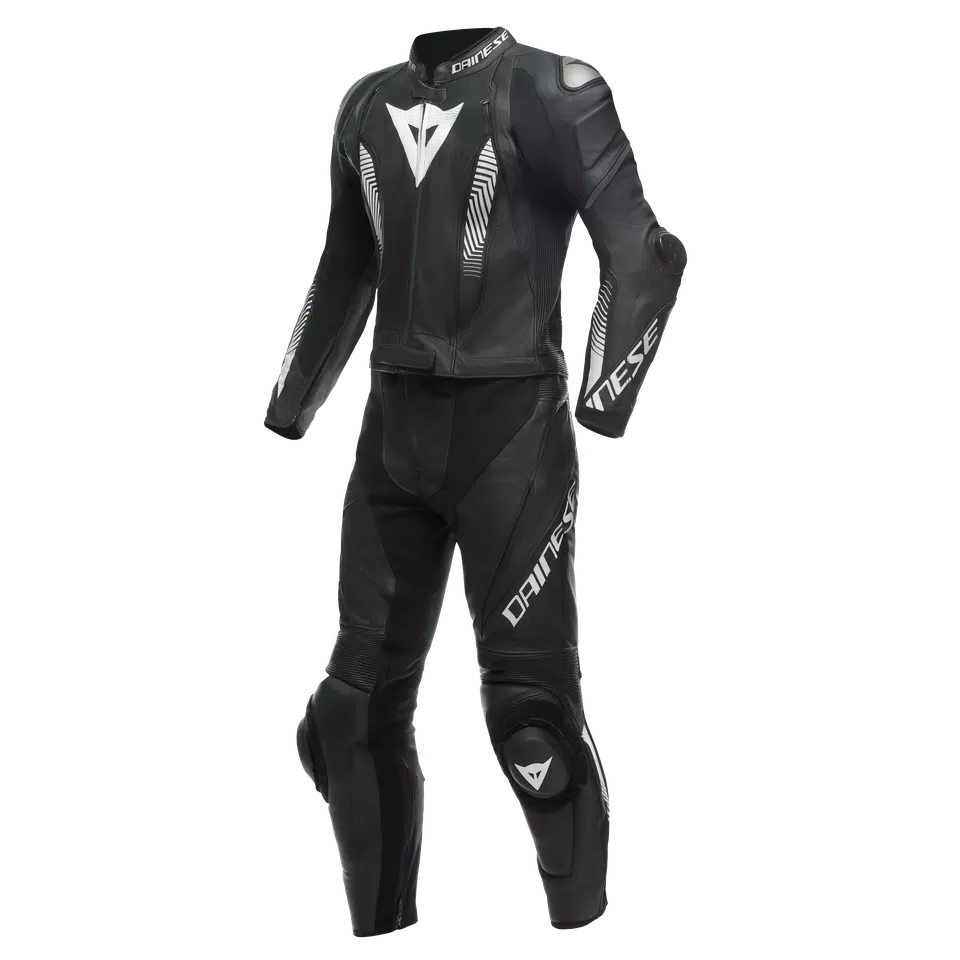 LAGUNA SECA 5 - MEN'S 2-PIECE MOTORCYCLE LEATHER SUIT (SHORT/TALL) - BLACK/BLACK/WHITE - 1