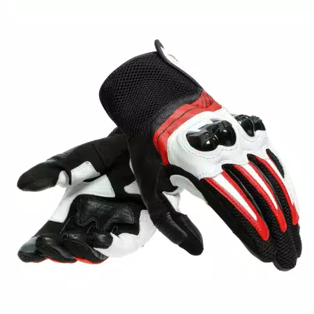 MIG 3 - UNISEX MOTORCYCLE LEATHER GLOVES - BLACK/WHITE/LAVA-RED - 3