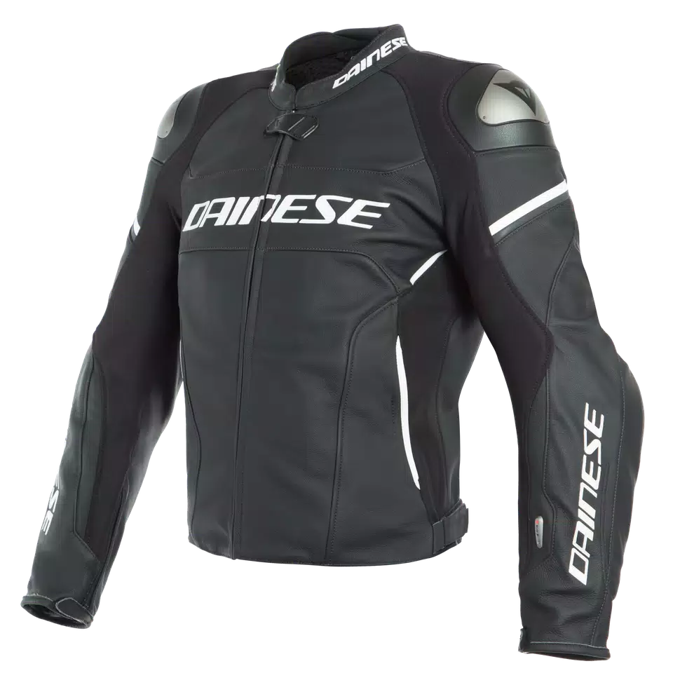 RACING 3 D-AIR LEATHER JACKET - BLACK-MATT/BLACK-MATT/WHITE - 1