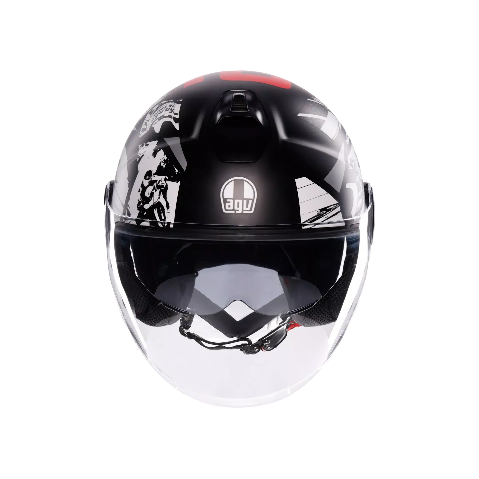 ETERES HISTORY MATT BLACK/WHITE/RED - CASQUE MOTO JET E2206
