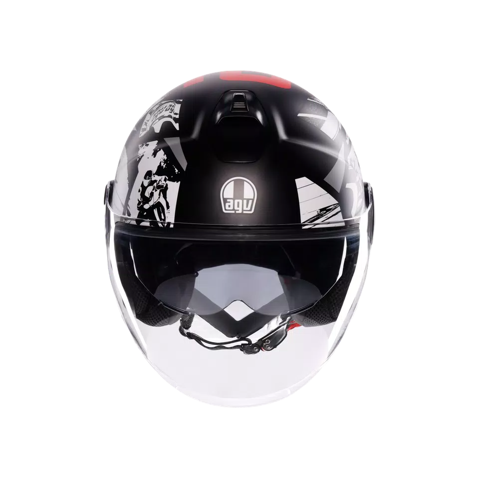 ETERES HISTORY MATT BLACK/WHITE/RED - CASQUE MOTO JET E2206 -  - 2