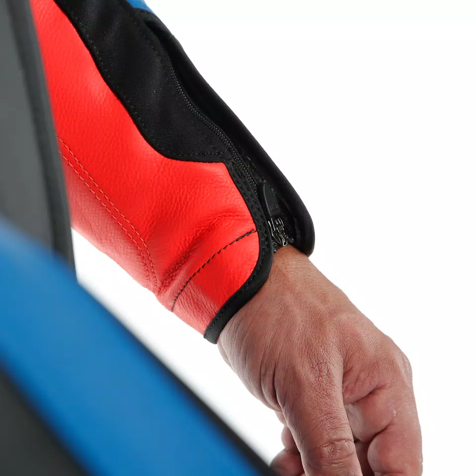 ASSEN 2 1 PC. PERF. LEATHER SUIT - BLACK/LIGHT-BLUE/FLUO-RED - 9