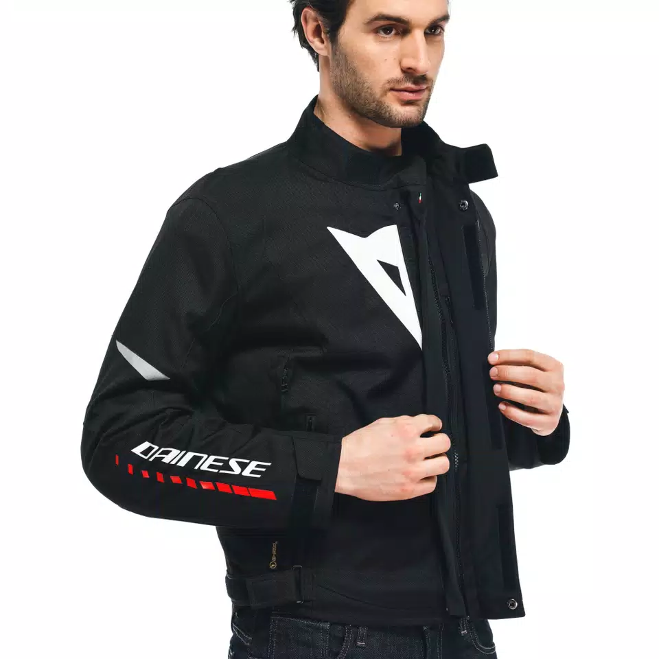 VELOCE D-DRY®- MEN'S WATERPROOF MOTORCYCLE JACKET - BLACK/WHITE/LAVA-RED - 12