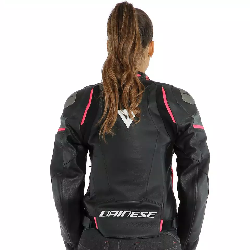RACING 3 D-AIR LADY LEATHER JACKET - BLACK/ANTHRACITE/FUCHSIA - 13