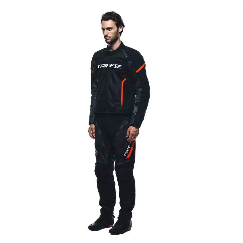 DRAKE 2 SUPER AIR - HEREN MOTORFIETSBROEK VOOR DE ZOMER IN STOF - BLACK/ANTHRACITE/RED-FLUO - 4